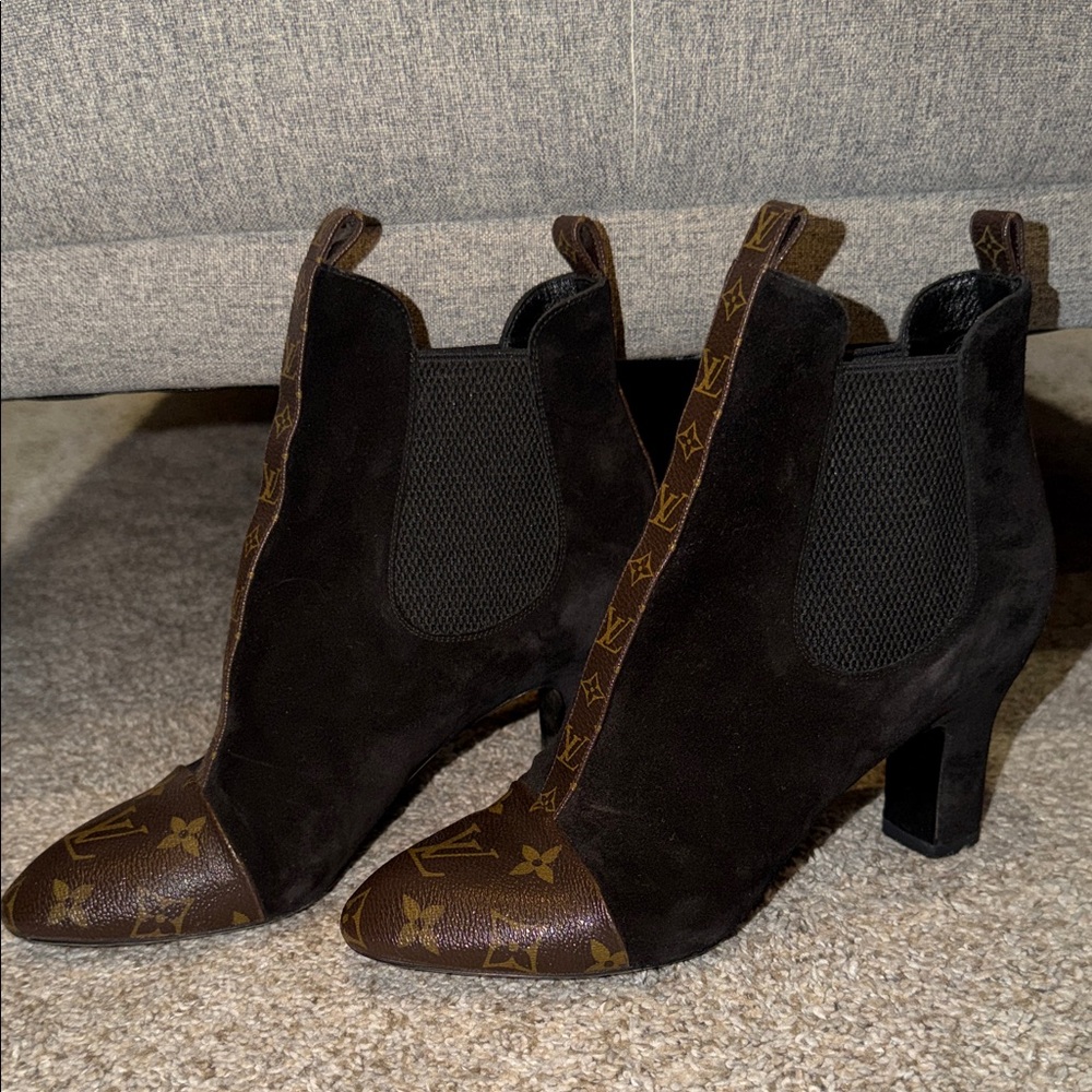Louis Vuitton Black and Brown Ankle Boots